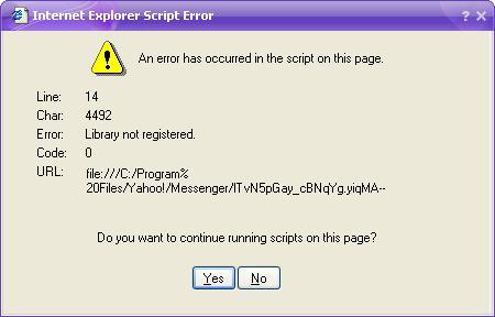 Yahoo Messenger Library Not Registered