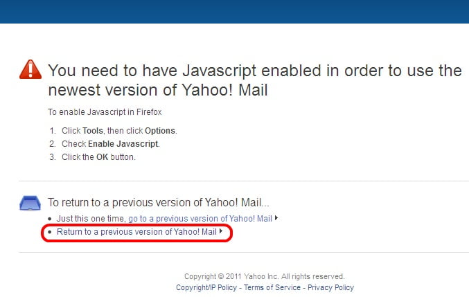 Schimbare interfață Yahoo Mail